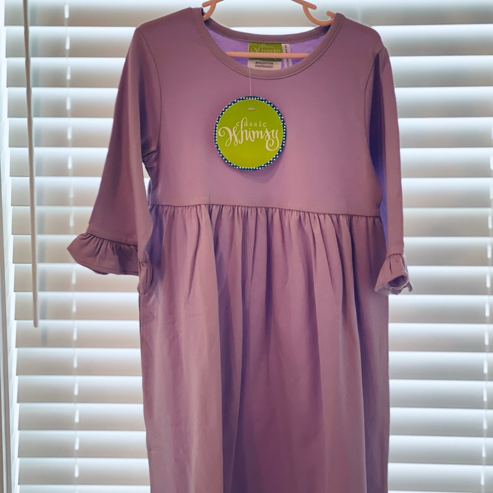 Long Sleeve, Purple Ruffle, cotton Dress, Sz 6X, New